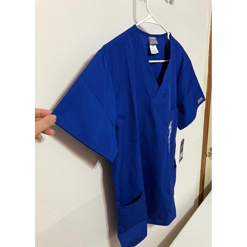 NWT Cherokee S Royal Blue Scrub Top V-Neck Gorpcore Utility Sporty Aesthetic - Picture 2 of 8
